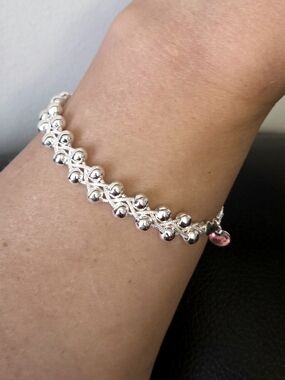 925 Sterling Silver Beaded Bracelet  Fashion Designer Jewelry  Hypoallergenic
